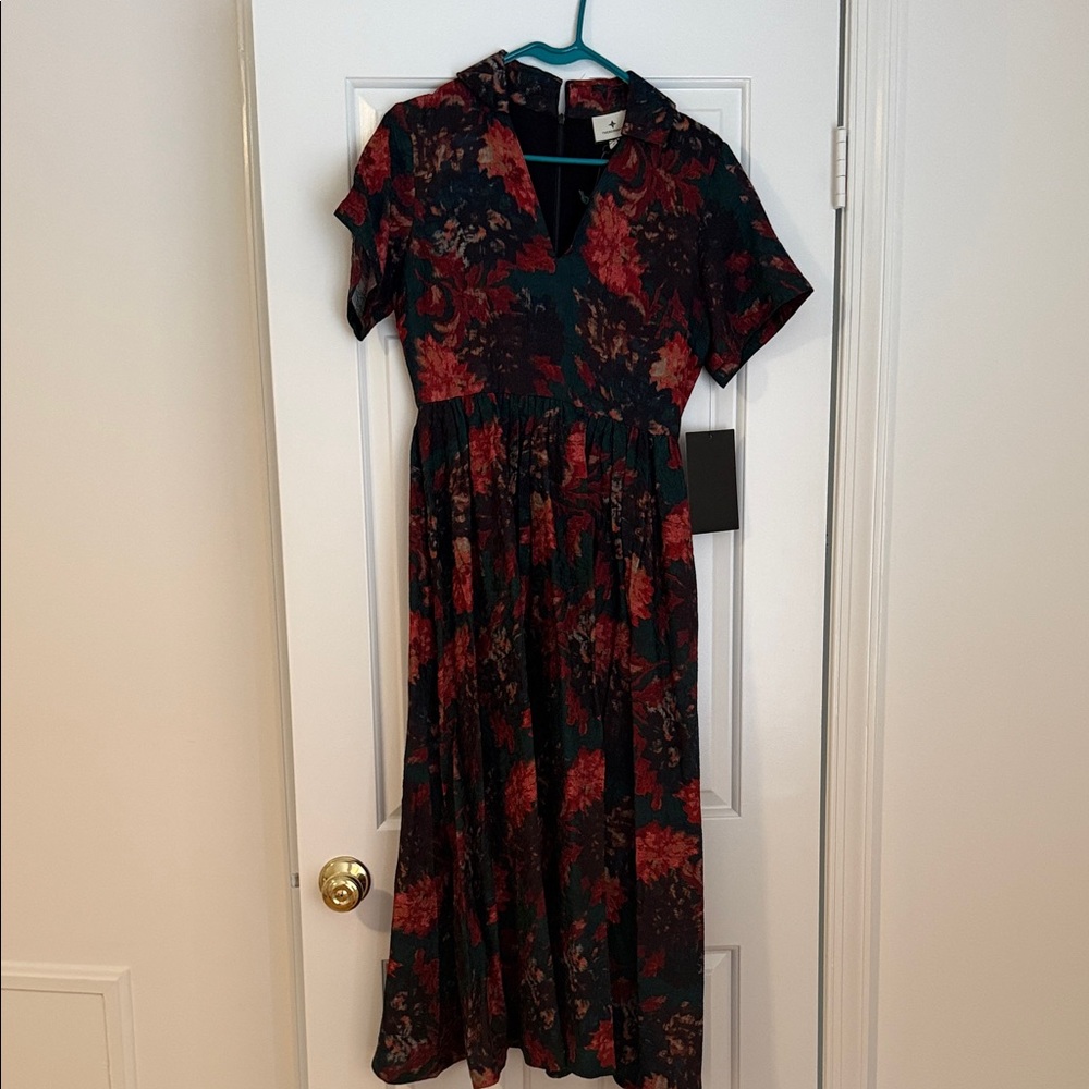 Tuckernuck Red and Black Floral Midi Dress